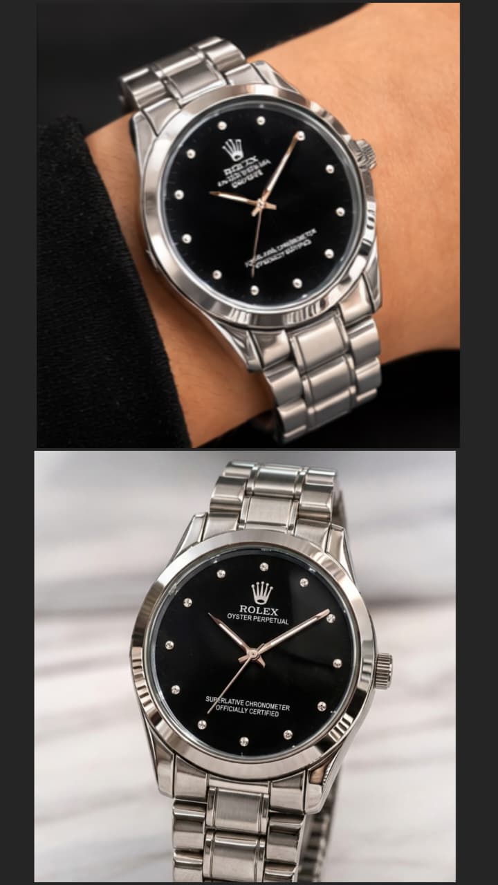 Rolex-Inspired Men’s Watch Set – Black & Silver Stylish watches